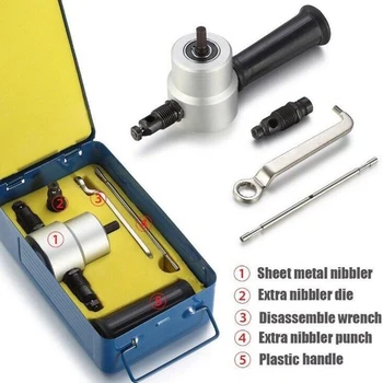 

Dual Head Sheet Metal Cutting Nibbler Hole Saw Cutter Electric Drill Attachment