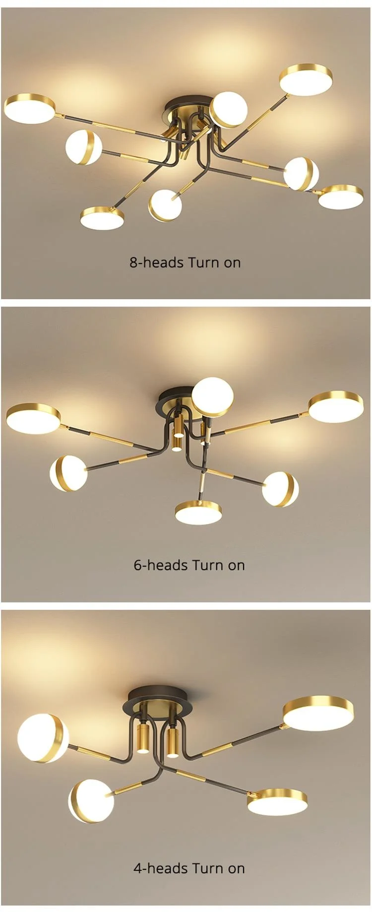 Gold LED Ceiling Chandelier For Bedroom Kitchen Foyer Dining Room Studyroom Living Room Hotel Restaurant Indoor Home New Lights glass chandelier