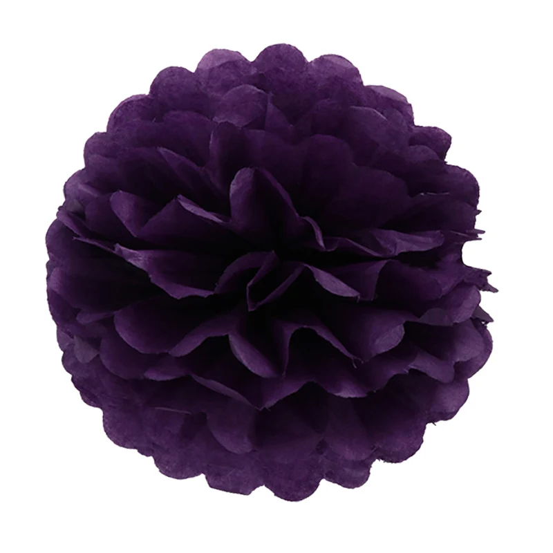 32Dark Purple 10/20/30 см 5 шт. бумажные помпоны цветочные шарики для Свадебные украшения с утолщённой меховой опушкой, Baby Shower фон на день рождения бумажные принадлежности - Цвет: 32Dark Purple