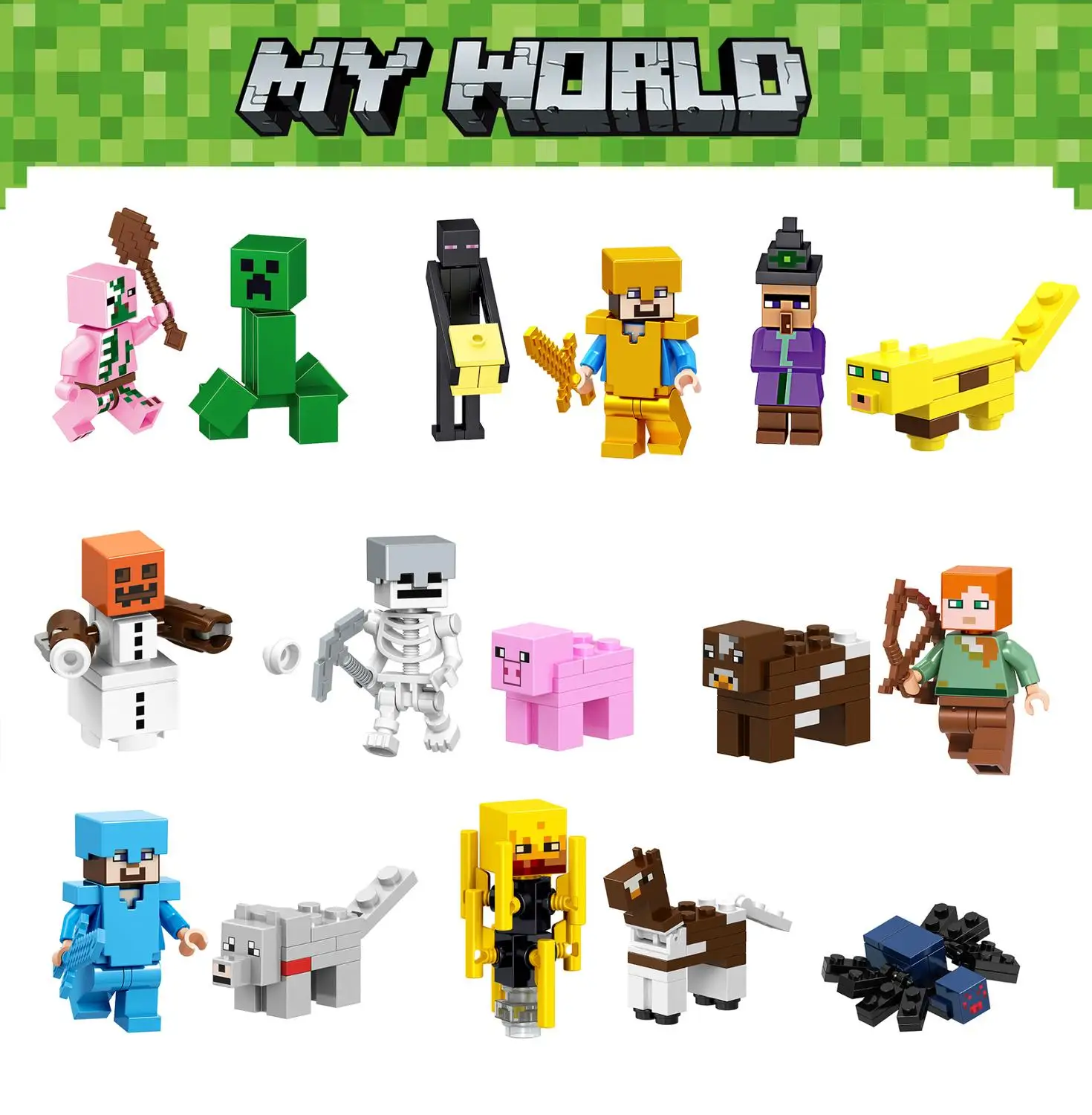 16 фигурок совместимые с мини играми My World куклы строительные блоки игрушки для