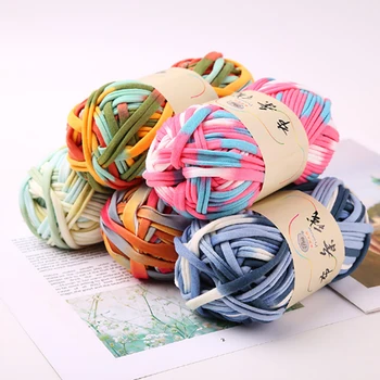 

fancy cloth yarn for handmade crochet bag soft cotton blended yarn for hand knitting blanket cushion 2cm 30m