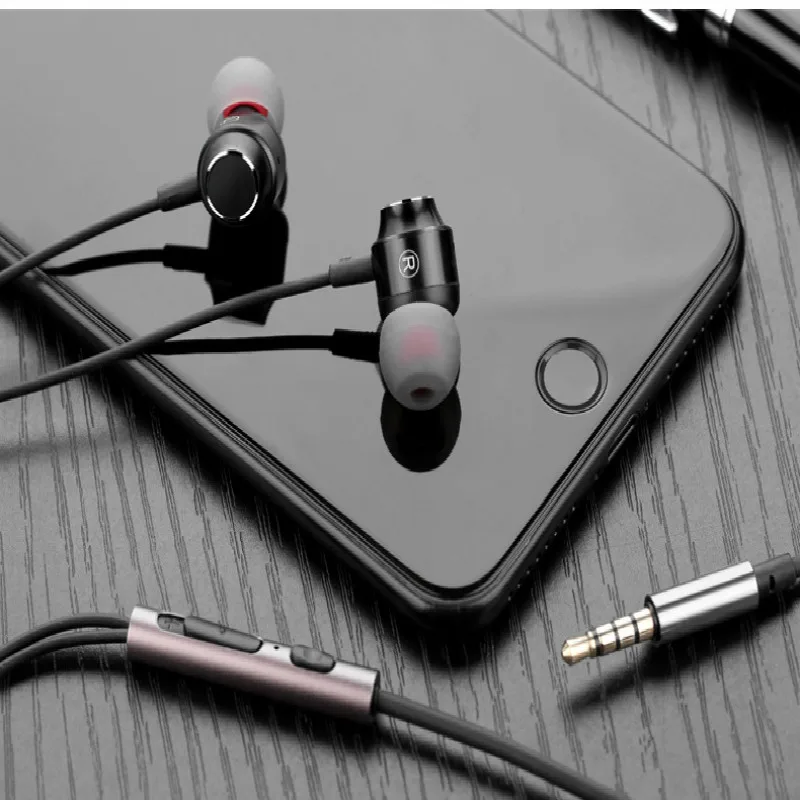 metal magnet earphone bass stereo gamer headset sport in-ear wired earphone
