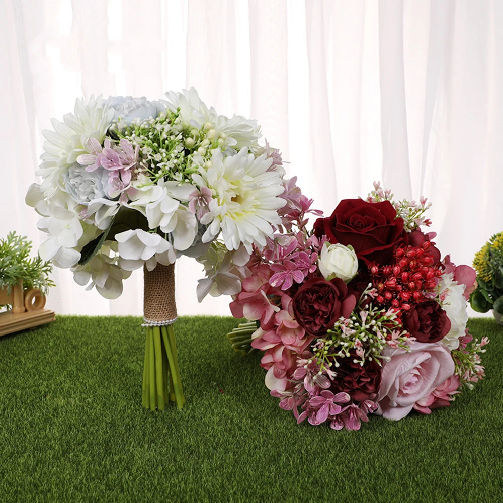 Simulation Holding Bouquet Wedding Bride Artificial Flower Photography Photo Prop Wedding Supplies