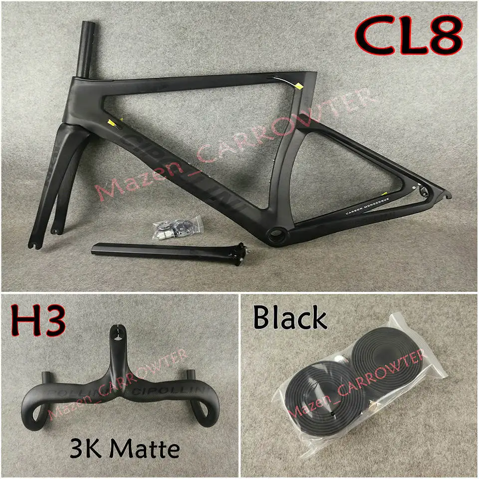 Package 5 Черный на черном Бобе 3 к матовый MCipollini NK1K карбоновые рамы для руля седло для бутылки клетки 50 мм карбоновый комплект колес Novatec A271 ступицы - Цвет: Package 5