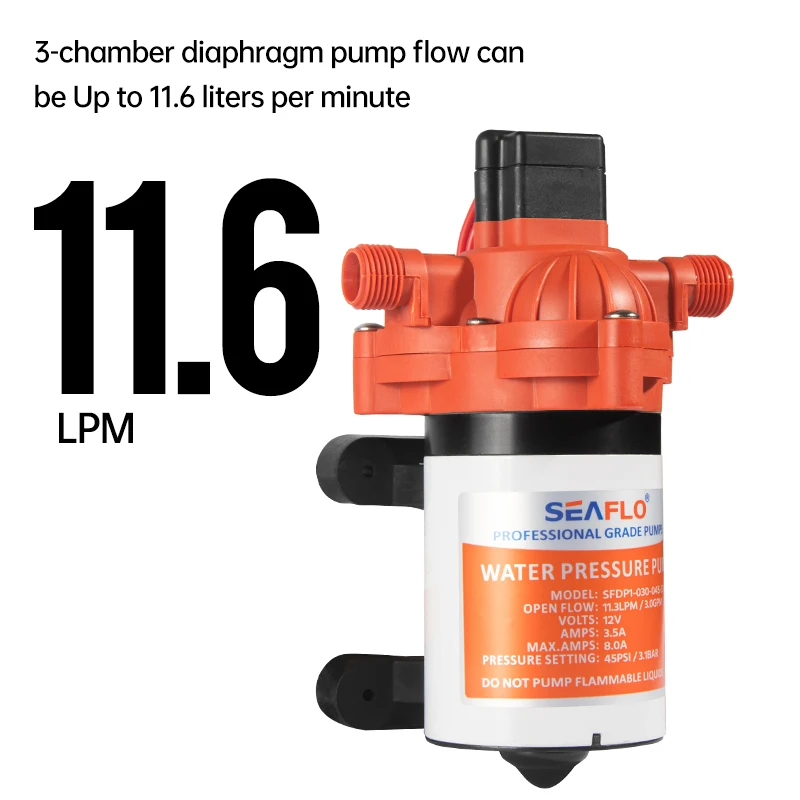 SEAFLO 12V 11.6LPM 45PSI High Flow Diaphragm Water Pump with CE Certification Pumps 12v Sprayer Pump