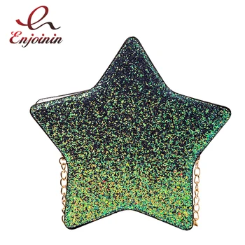

Sequined Star Shape Leather Women Fashion Purses and Handbags Girls Casual Crossbody Messenger Bag Totes Shoulder Chain Bag
