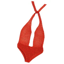 Купальник, 1 шт., вязанный, ручной работы, хлопок, открытая спина, кружева, регулируемый, шнуровка, глубокий v-образный вырез, пляжная одежда для женщин