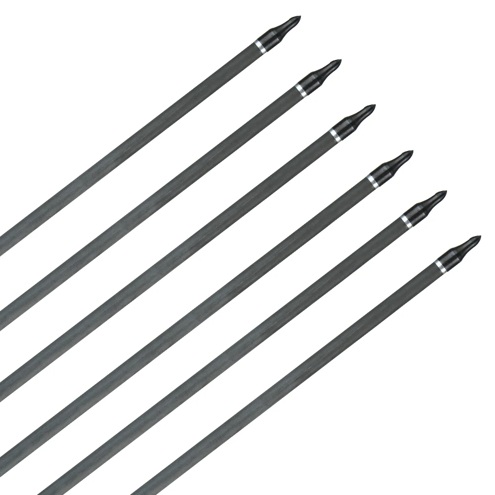 Kaufen 6 12 stücke Reinem Kohlenstoff Pfeile mit Natürlichen Federn 32 Zoll Wirbelsäule 400 ID 6,2mm Einstellbare Nocke für Schießen Jagd üben
