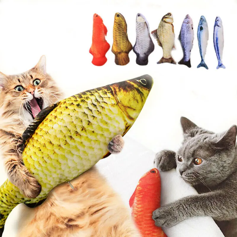 Plush Cat Fish Toy Cat Scratcher Catnip Toy Interactive Simulation Fish Cat Mint Fidget Toys Stuffed Playing Toy For Cat Kitten