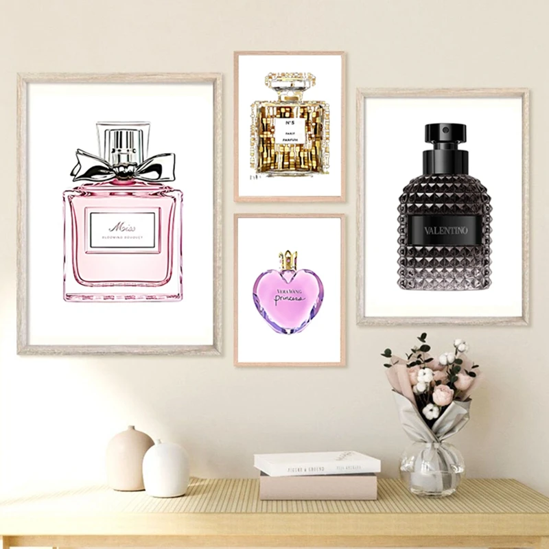 Fashion Perfume Bottle Prints Nordic Poster Girl Gift Woman luxurious Wall  Art Picture Canvas Painting Bedroom Living Room Decor - AliExpress