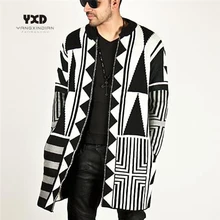 

Men Clothes K-pop Streetwear Windbreaker Knitted Long Cardigan Man Hip Hop Mens Sweaters Spliced Mans Sweater Mens Clothing Coat