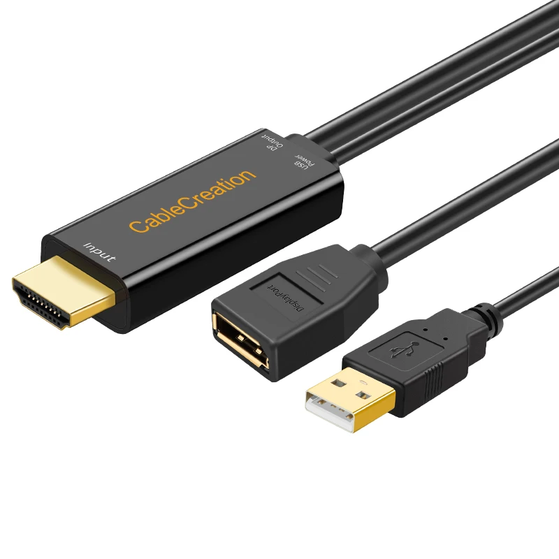 Hdmi-displayport Адаптер 0,5 футов 4K UHD HDMI в DP конвертер с поддержкой питания USB разрешения 4 K, 3D, возврат звука