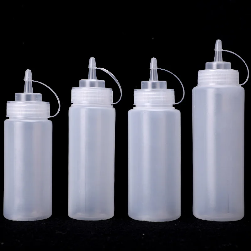 240ml/360ml/450ml/500ml Squeeze Condiment Bottles With On Cap Lids