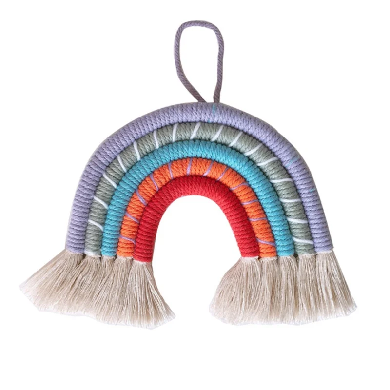 Hand-Woven Rainbow Ornaments Wall Hanging Art Home Decoration For Kids Room Decoration For Photography Props