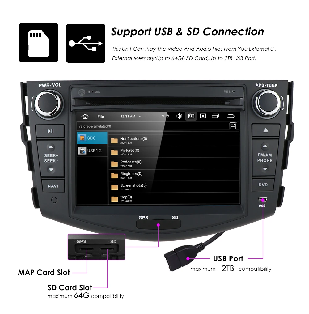 Новинка! 4G ram+ 64G rom android 9,0 gps автомобильная навигация для TOYOTA RAV4 2006-2012, wifi/4G/TPMS/DAB/OBD/RDS, карта