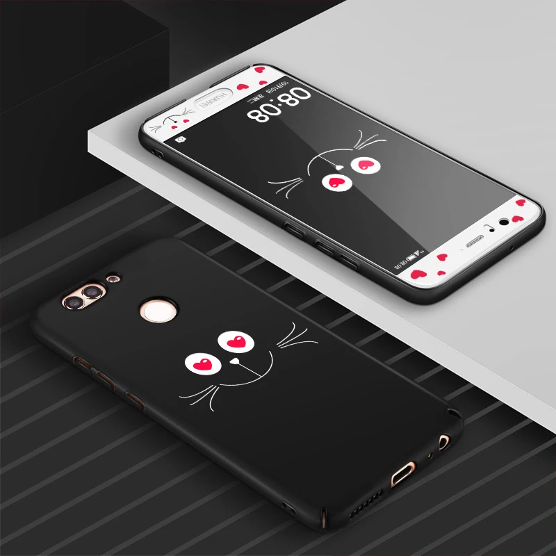 Vpower for Huawei Nova 2 2s case Painted cartoon cover huawei nova2 plus phone PC Case + Glass Screen Protector |