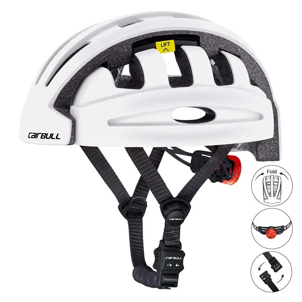 CAIRBULL складной городской велосипедный шлем легкий шлем на открытом воздухе MTB горная дорога велосипедный спортивный шлем с подсветкой крышка головы - Цвет: White