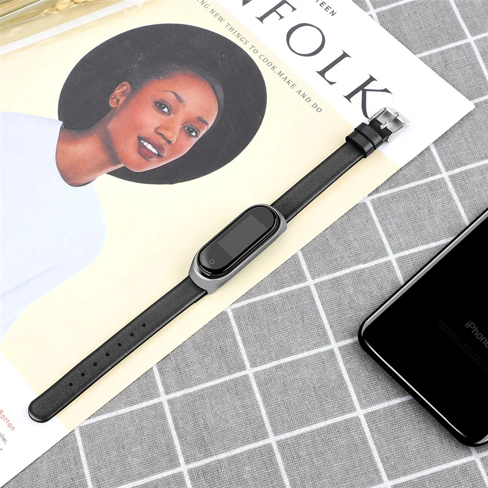 Essidi Geniue кожаный ремешок для Xiaomi Mi 3 4 смарт-Браслет Ремешок Замена для Xiaomi Mi 3 4 Смарт-часы