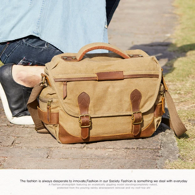 FFYY-Vintage Waterproof Batik Canvas Camera Bag Shoulder Casual Messenger Photography Bag for Canon Nikon Sony Dslr Camera