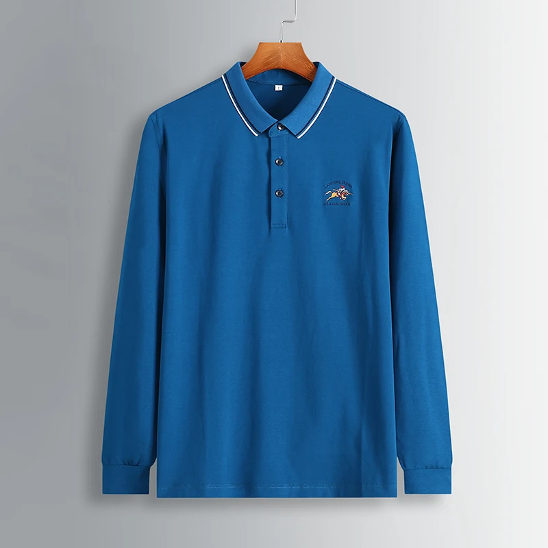 Blue VOGUELEO Мужская модная Однотонная рубашка свободные рубашки с длинными рукавами с отворотами повседневная мужская одежда среднего возраста комфортный Топ Большие размеры XL-7XL - Цвет: Blue