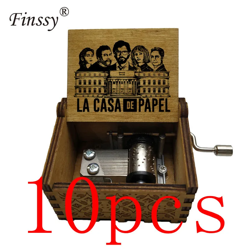 10 шт. испанский телевизор la casa de papel Money heist bella ciao деревянная музыкальная шкатулка Caja музыкальные деревянные коробки подарок на день рождения украшение дома - Цвет: Music-46