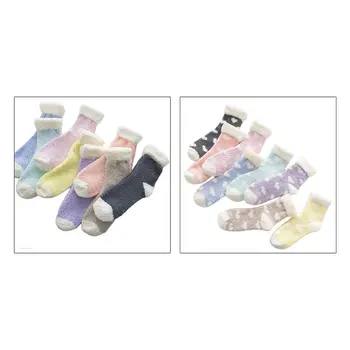 

Women Winter Warm Coral Velvet Floor Socks Sweet Candy Color Heart Tube Hosiery