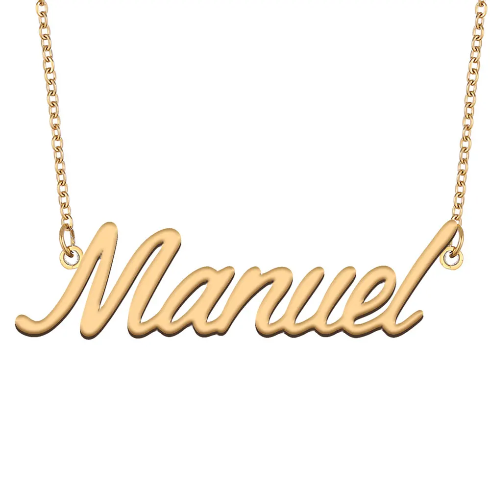 

Manuel Name Necklace for Women Personalized Stainless Steel Jewelry Gold Plated Nameplate Pendant Femme Mothers Girlfriend Gift