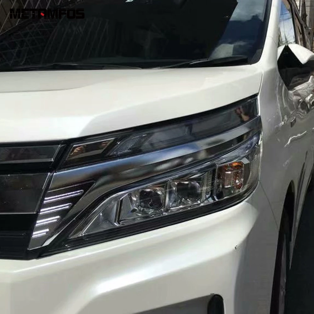 Для Toyota Noah Voxy R80 Mid 2017 2019 Facelifted хромированная головная осветительная Крышка для