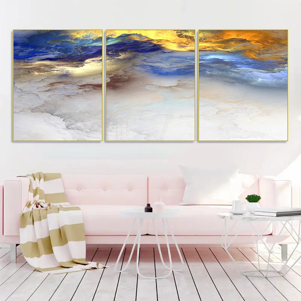 

Abstract Gold Cloud Wall Art Canvas Painting & Calligraphy Colorful Posters and Prints Wall Pictures For Living Room Home Decor