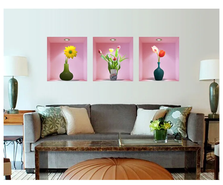 3D Model Vase Living Room Sofa Television Bedside Background Wall Decorative Stickers Z-003 Landscape Painting