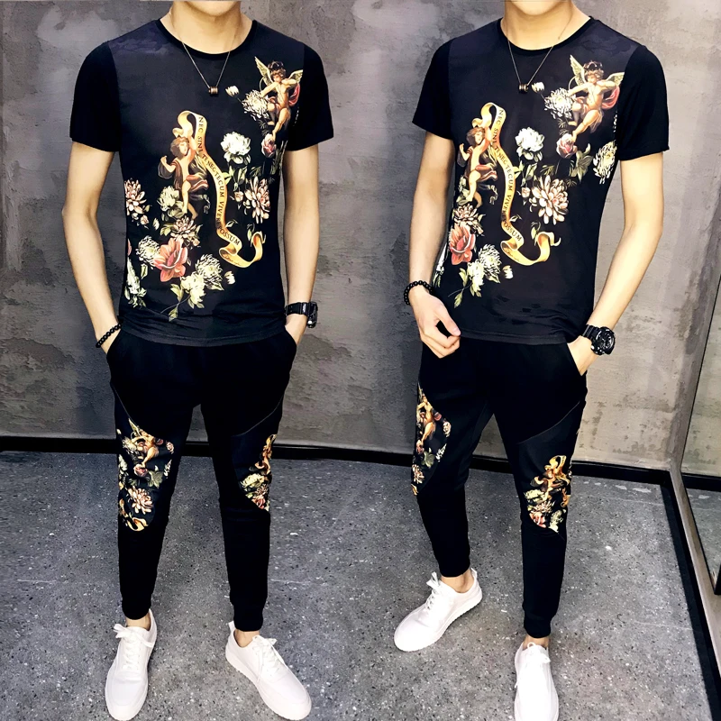 Jogginganzug Herren Moda Hombre, спортивный костюм с принтом, Ropa Hombre, модный мужской спортивный костюм,, Осенний Тонкий комплект из двух предметов, мужской спортивный костюм