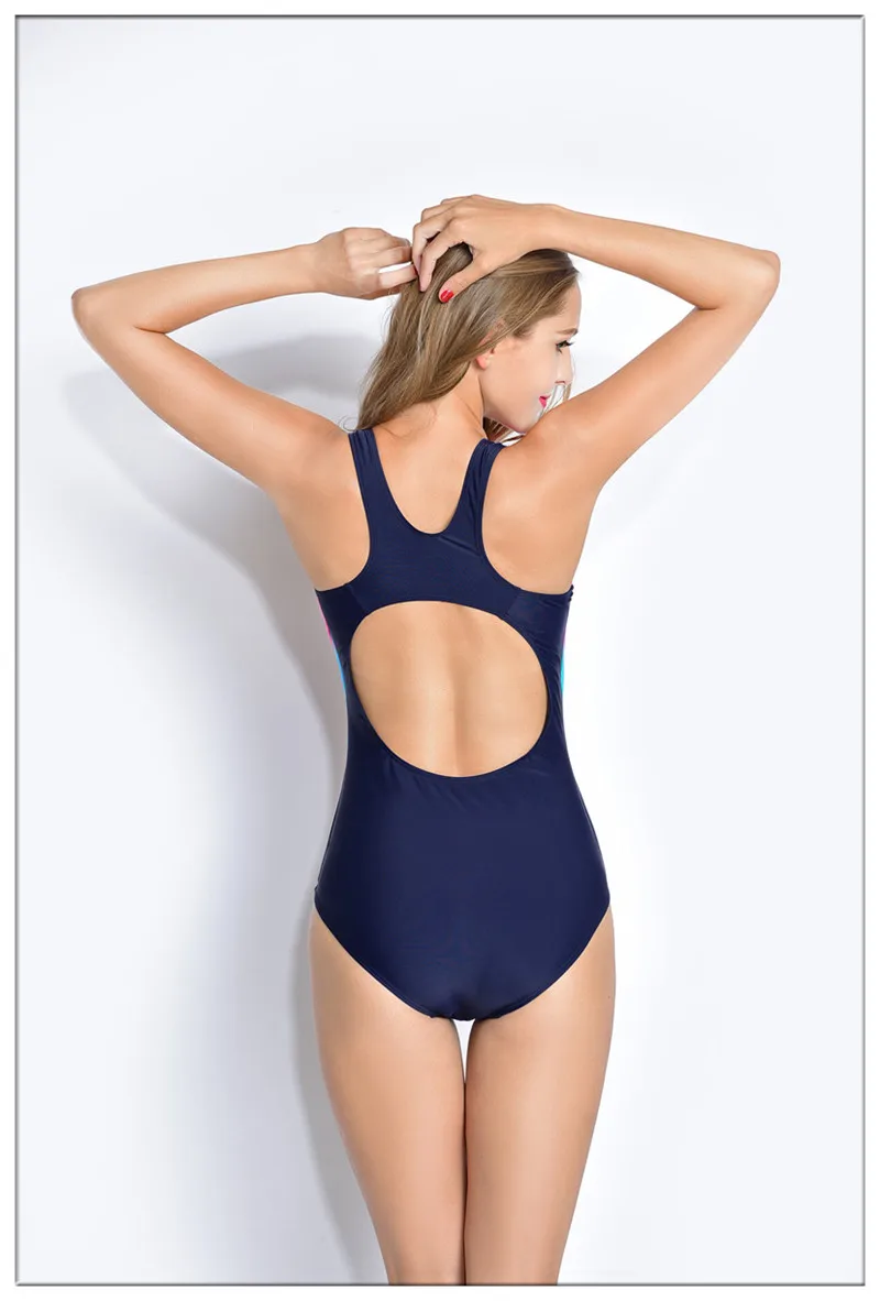 Размера плюс S-5XL спортивные Плавание одежда Одна деталь Плавание костюм Для женщин Монокини, сексуальным вырезом на спине и боди Плавание Maillot De Bain купальный костюм XXL