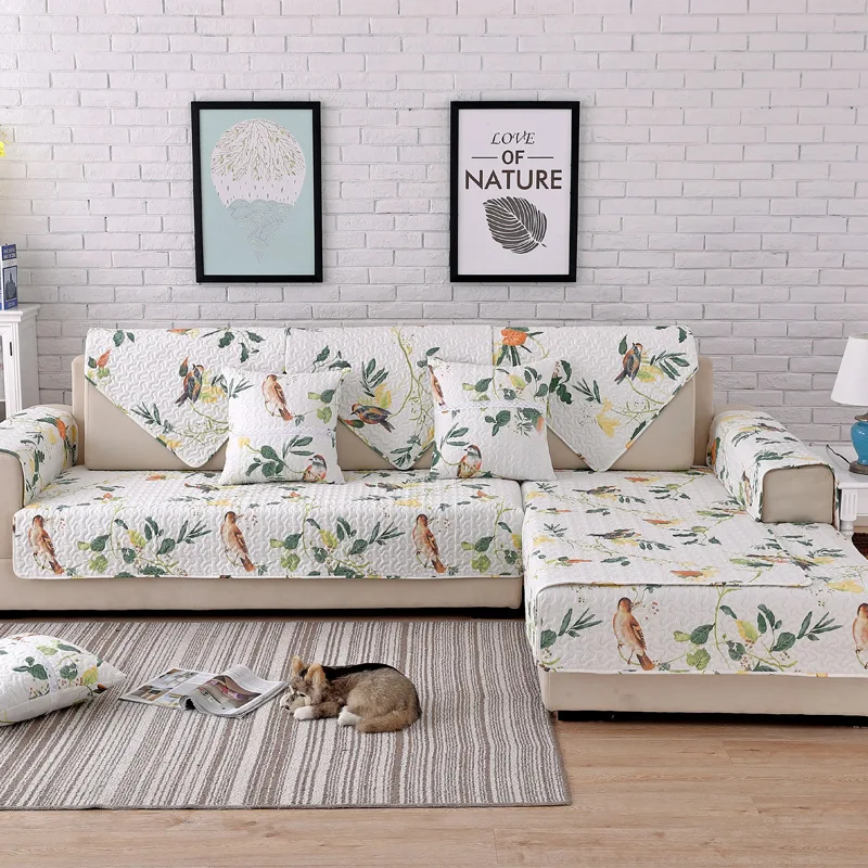 

New Style Pastoral Style Cotton Sofa Cushion Anti-slip Anti-Wrinkle Four Seasons Breathable Sofa Pad Customizable Sofa Covers