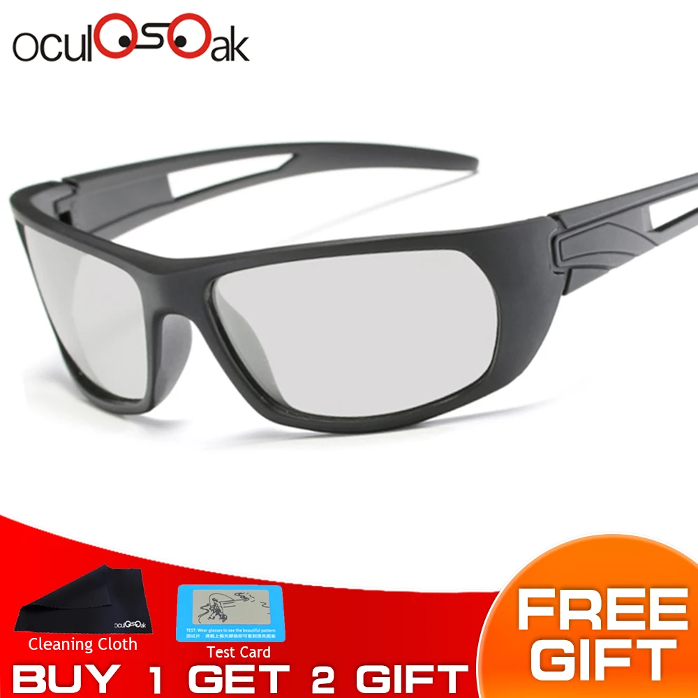 Oculosoak Горячая фотохромные солнцезащитные очки мужские поляризованные Защитные очки для вождения женские антибликовые HD солнцезащитные очки Gafas De Sol 1062 - Цвет линз: 1062 black