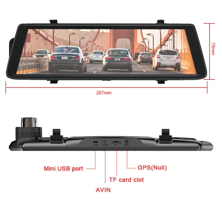F900 1" двойной dash камера HD1080P сенсорный экран рекордер с 1:1 дисплей обнаружения зеркало видеорегистраторы