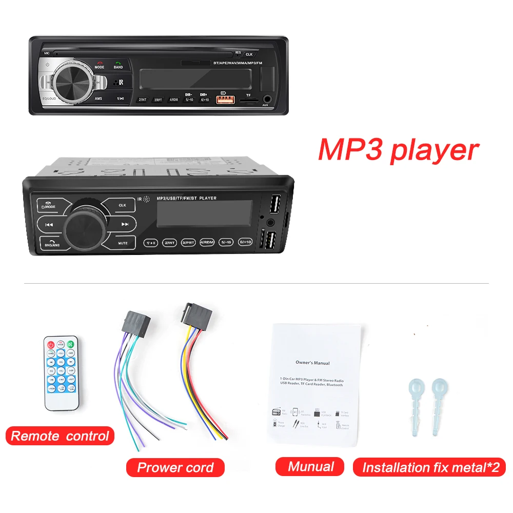 Car Multimedia Player Car Radio Car Radio Player Car Music Player Mp3 Music Player 1 din Car Radio Embedded Stereo Player Bluetooth EQ FM AUX TF 2 USB Multi-Function 1DIN car MP3