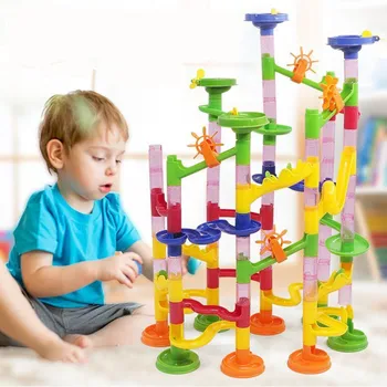 

105PCS DIY Construction Marble Race Run Maze Balls Track Building Blocks Pipeline Toys for Children Kids for Duploed