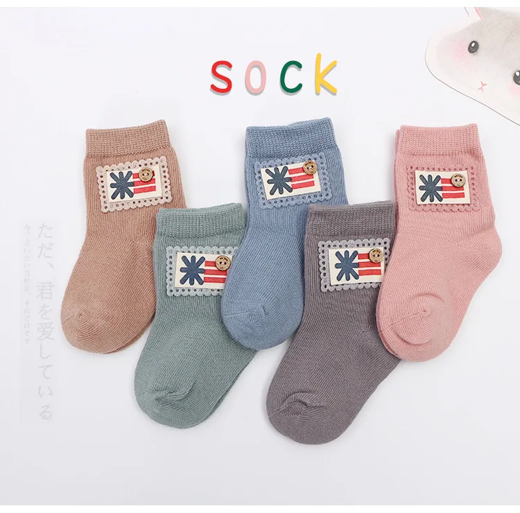 Autumn New Style Children Socks Retro Color Combed Cotton Children Short Socks Cool Applique Breathable Children's Socks Manufac