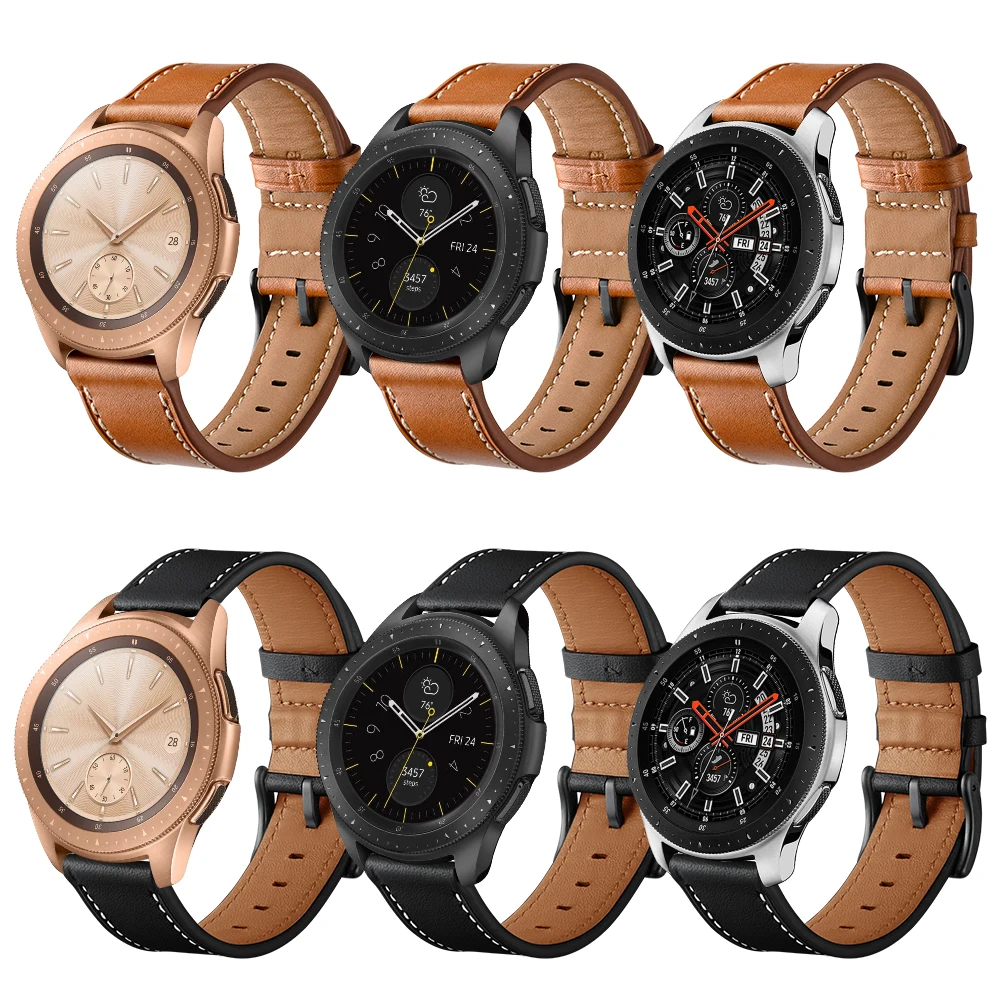 Leather Watchband for Samsung Galaxy Watch 46mm 42mm Wrist strap For Gear S3 Classic Frontier Band Bracelet Black Brown | Наручные часы