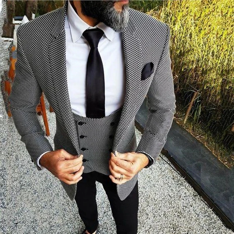 

Handsome Groomsmen Notch Lapel Groom Tuxedos Mens Wedding Dress Man Jacket Blazer Prom Dinner (Jacket+Pants+Tie+Vest) A139