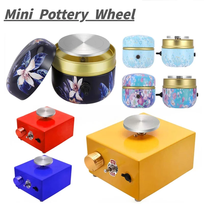 Electric Pottery Wheel pottery wheel ceramic tools Potter's Wheel Forming Machine Mini Pottery Turntable With Tray & Sculpting Kit DIY Ceramic Clay Tools