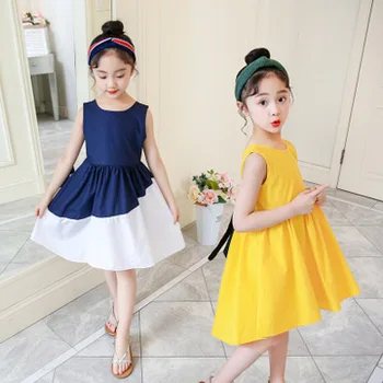 

5-10 years children's dress summer girls baby dress stitching backless children's bow children's clothing fairy princess dress