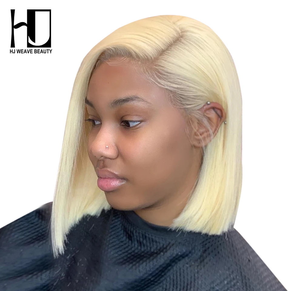 Blonde Lace Front Wig Brazilian 613 Short Bob Lace Front Human Hair Wigs For Black Women Transparent Lace