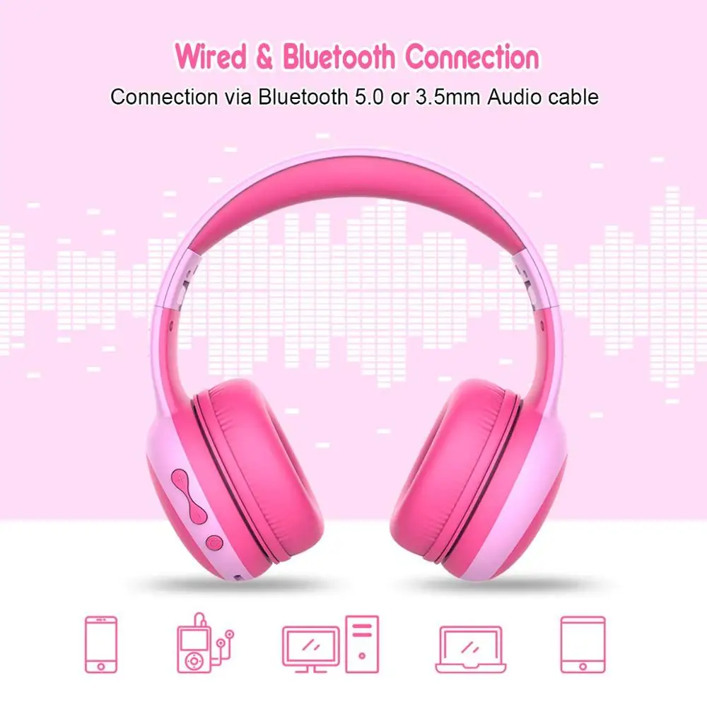 gorsun Bluetooth Kids Headphones with 85dB Limited Volume Wireless Bluetooth Headphones Foldable Stereo Over Ear Kids headsets