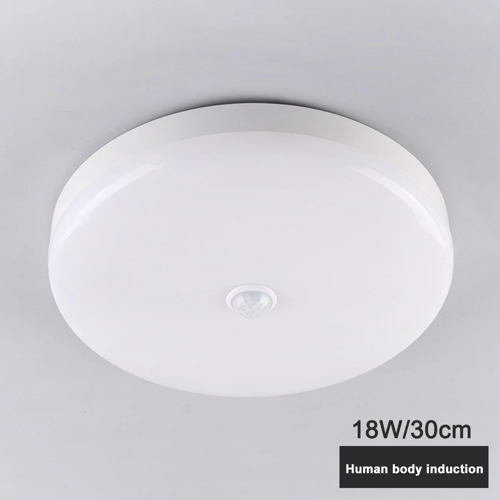motion sensor 18w Светодиодный потолочный светильник с датчиком и круглыми панелями, потолочный светильник для дома, туалета, коридор в помещении/на открытом воздухе, 1 шт - Цвет корпуса: motion sensor 18w
