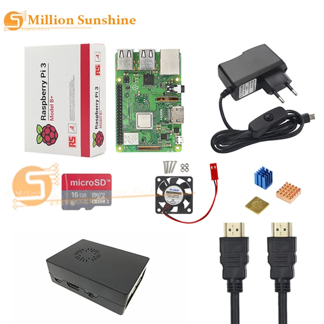 Raspberry Pi 3 Model B +/3 стартовый комплект UK + Корпус SD-карта на 16 /32 ГБ вентилятор адаптер