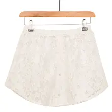 Женская вязанная крючком открытая Цветочная кружевная ложная кромка на пуговицах Съемная юбка C6UD