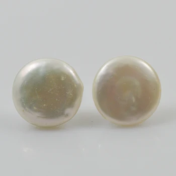 

Terisa Real Pearl Stud Earring S925 Sterling Silvers Huge 12-14mm White Freshwater Pearl Coin Heart Moon More Style For Choose