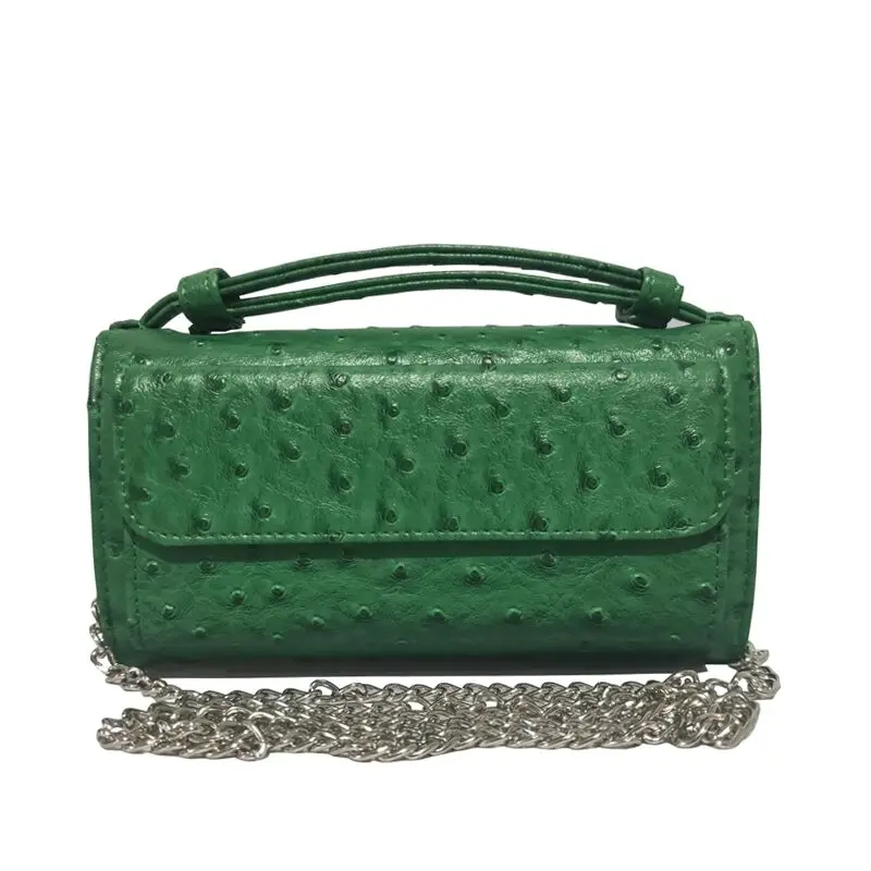 

Fashion Real Cow Leather Day Clutch One Shoulder Cross-body Bag Ostrich Pattern Genuine Leather Clutch Chain Women's Handbags