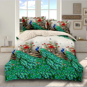 

Bedding Set 3D Football Flamingo Peacock pastoral style 4pcs family children's room Duvet Cover Sets Bed Sheet Pillowcase